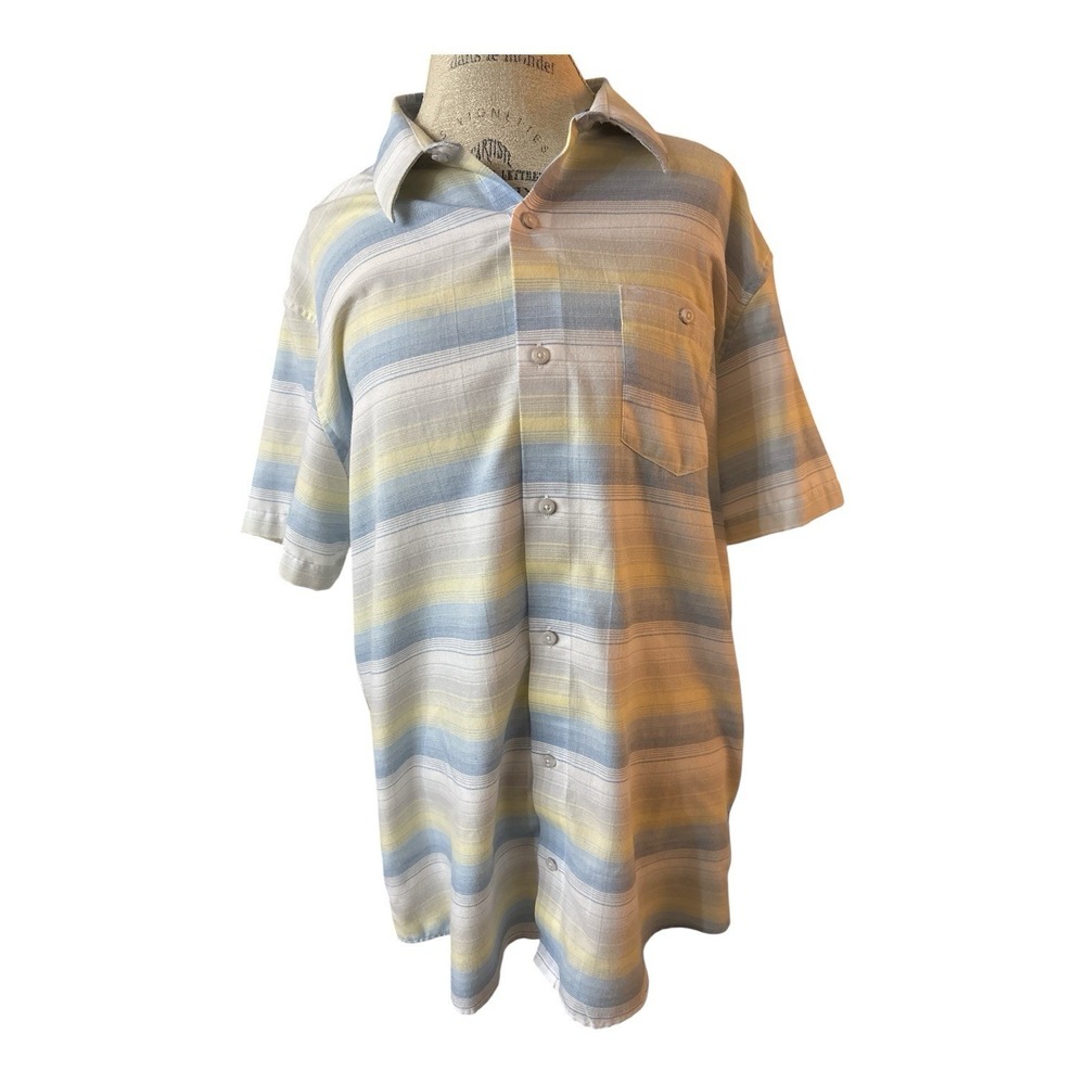 Travis Matthews Pastel Yellow/Light Blue Plaid‎ Pattern XL Short Sleeve